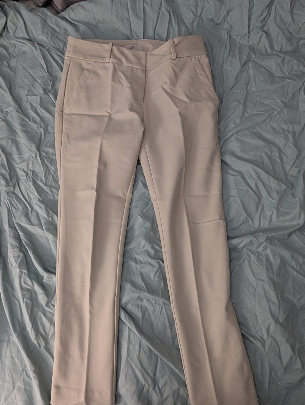 LOFT Cream Slim Ankle Pants